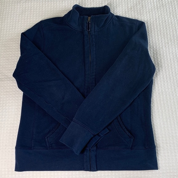 LL Bean navy blue zip up sweatshirt with velvet accents size small - Picture 6 of 10